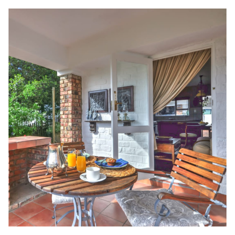 Red door cottage balcony