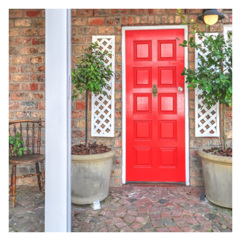 Red door cottage front entrance